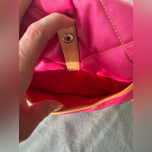 Dooney & Bourke Hot Pink Barbie Quilted Nylon Vacchetta Leather Crossbody Purse - Picture 13 of 16